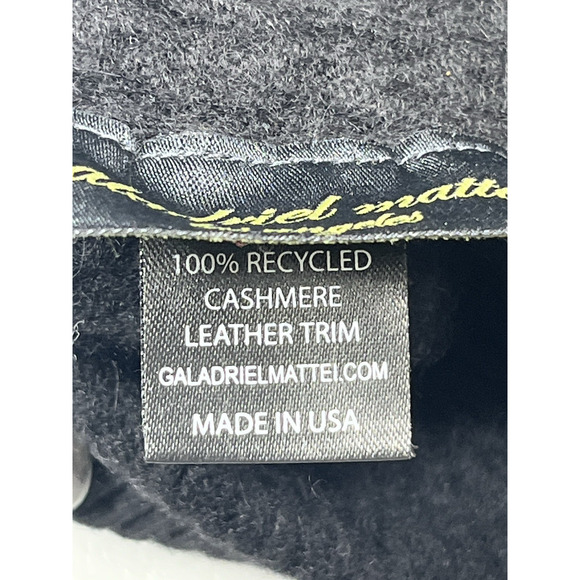 Cable Knit Cashmere Slouchy Beanie Hat OS Black Buckle Designer Luxury Made USA - Picture 5 of 7